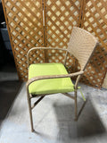 Rattan Chair with Green Cushion, 2Available, PRICED INDIVIDUALLY, $35 each