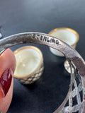 Pair of Lenox Porcelain Salt Cellars with Sterling Silver Sleeves & Scoops