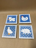 Farm Animal Ceramic Tiles - Set Of 4