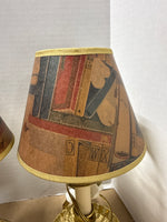 Pair Of Small Table Lamps With Book Lampshades WORKS