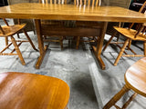 Oak Tone Dining Table with (6) Windsor Style Chairs