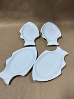 Set Of 4 Williams Sonoma White Porcelain Fish Appetizer Plates // 2 Sets Available // *** PRICED INDIVIDUALLY ***
