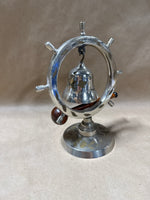 Silver And Brass Desk Top Bell With Wooden Mallet