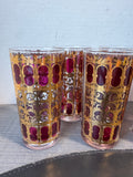 8-Piece Culver Cranberry Scroll 22K Gold Trim Glasses