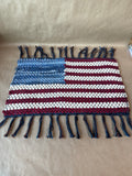 American Flag Braided Mat With Fringe