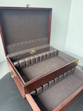 Reed & Barton Cherry Wooden Flatware Storage Chest with Drawer and Tarnish-Free Interior