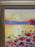 “Poppies on the James River” Original Painting by Local Artist Ginger Olansen; Signed