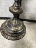 Black & Gold Floral Toleware Vintage Brass Floor Lamp (NEEDS REWIRING)