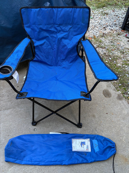 A-Blue Canvas Folding Arm Chair w/Carry Bag (Medium)