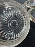 4-Piece Unbranded Pressed Glass & Sterling Silver Coasters