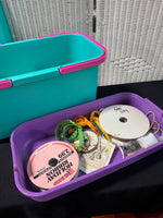 (B) Craftstor 2-Compartment Craft Storage Bin with Some Sewing Supplies