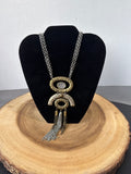 Hammered Mixed Metal Modernist Kinetic Pendant Necklace