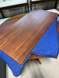 Mid Century Modern Teak Veneer Round Dining Table with (2) Leaves ***HEAVY ITEM***