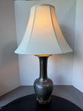 Asian Inspired Pewter & Brass Table Lamp (WORKS)