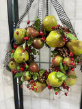 Faux Pear Decorative Wreaths, Set of 2, 16" diameter