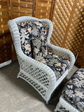 Lexington Casual White Wicker Chair with Ottoman, With Cushions