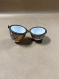 Floral Bohemian Porcelain Footed Egg Trinket Holder