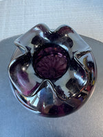 Amethyst Optic Hand Shop Blown Glass Ruffle Top Vase