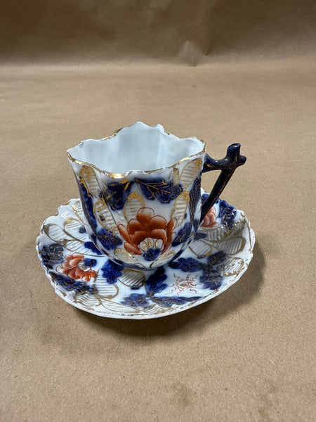 Navy Blue Porcelain Teacup With Saucer — Made In Germany