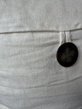 Cream Canvas Feather Throw Pillow with Button Accent