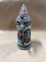 (A) Mettlach Etched 2382 Thirsty Knight German Beer Stein — Signed Heinrich Schlitt