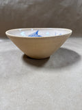 Pottery Bowl With Blue Fish Design Inside