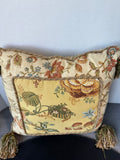Aubusson Style Floral Throw Pillow with Tassels