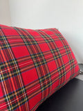 Patchwork Plaid Fringed Rectangular Throw Pillow