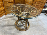 Bamboo Style Rattan Glass Top Table , NO CHAIRS