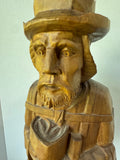Ecuadorian Vintage Hand Carved Barefoot Traveler Large Wooden Sculpture