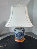 Crackled Blue & White Chinoiserie Jar Lamp (WORKS)