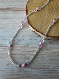 Pink & Clear Iridescent Beaded Necklace
