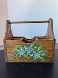 Floral Hand Painted Vintage Wooden Caddy