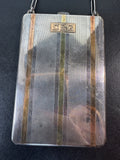 Art Deco Vintage Sterling Silver Compact Purse with 14K Gold Accents