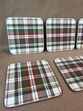Holiday Plaid Tartan Cork Back Coasters - Set Of 6 - 2 Sets Available - PRICED INDIVIDUALLY (G)