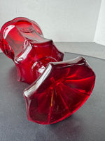 (B) Fostoria Ruby Red Coin Glass Covered Pedestal Urn