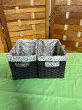 Espresso Tone Baksets with Fabric Liners, Set of 2