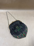 Black Floral Beaded Vintage Handbag