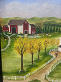 Folk Art Farmhouse Painting by Jessica Ross; Signed (see description)