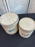 Pair of Empeco Rustic Antique Metal Lidded Canisters
