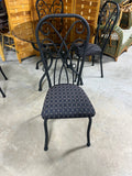 Glass Top Dining Set: Round Table with Metal Base/Tinted Glass and (4) Metal Chairs