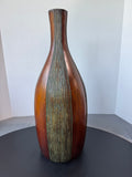 Heavyweight Wooden Vase with Block Ribbed Accents