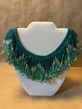 Heavily Beaded Collar In Blue & Green