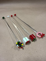 Set Of 4 Christmas Themed Drink Stirrers
