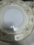 32-Noritake Japan N830 Green Rimmed Floral China Set