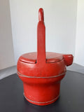Red Lacquered Vintage Chinese Wooden Water Bucket