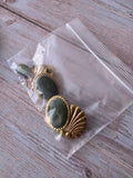 Trio of Green Stone Accented Gold Tone Earrings (E)