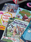 Lot of Assorted Disney Children’s Story Books with 45 RPM Vinyl & Single Vinyl in Box