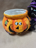 Halloween Cat And Pumpkin Candy Bowl