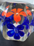 (B) 2-Tone Floral Garden Art Glass Paperweight